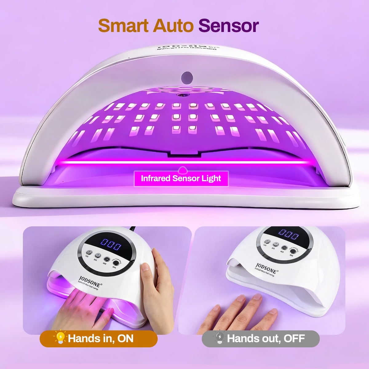 JODSONE 320W UV LED Nail Lamp High Power Gel Polish Curing White DEMO