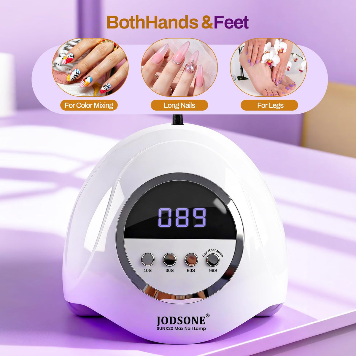 JODSONE 320W UV LED Nail Lamp High Power Gel Polish Curing White DEMO