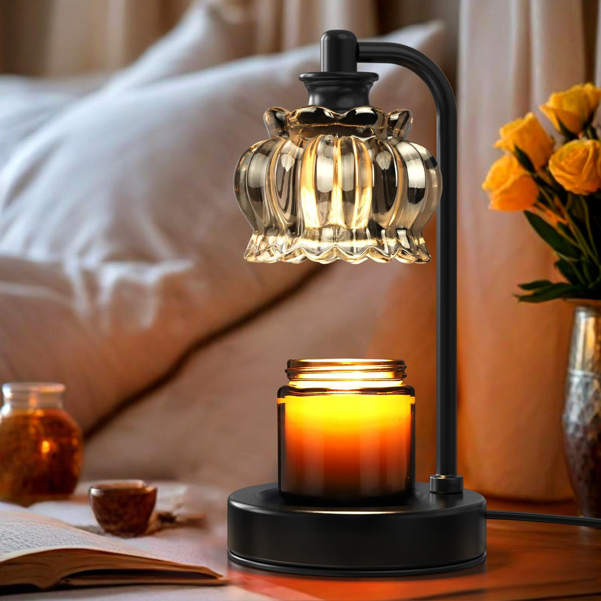 Black & Silver Candle Warmer Lamp with Timer and Dimmer DEMO