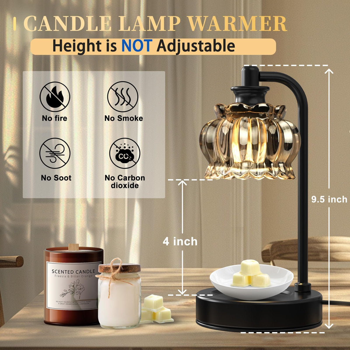 Black & Silver Candle Warmer Lamp with Timer and Dimmer DEMO