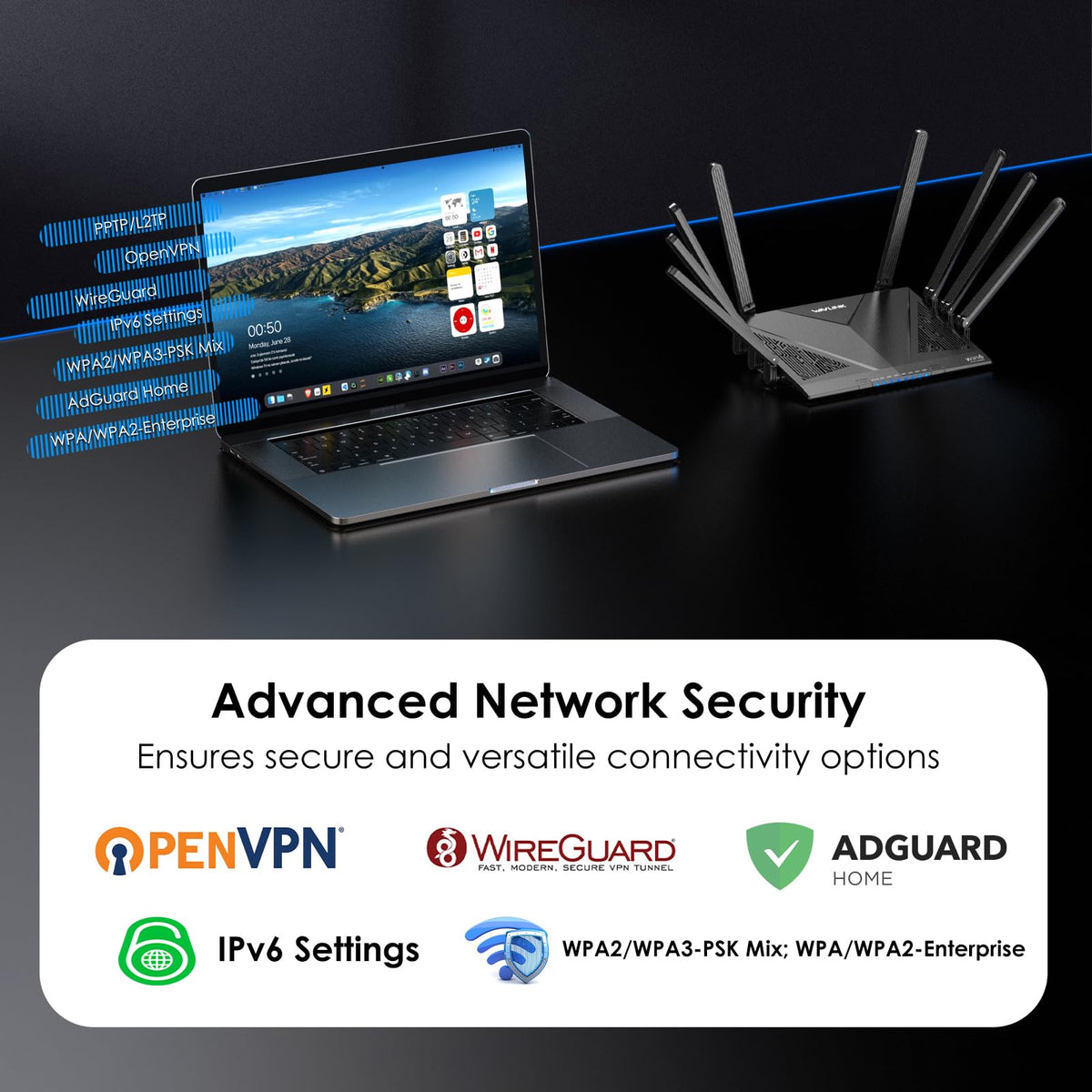 WAVLINK AX6000 Routers Wi-Fi 6 Dual Band Gaming Router 2.5Gbps Black DEMO
