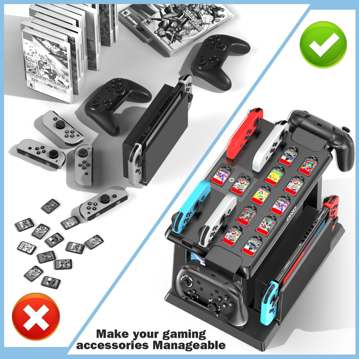 Game Accessory Kits Storage Organizer Station for Switch OLED Black NEW