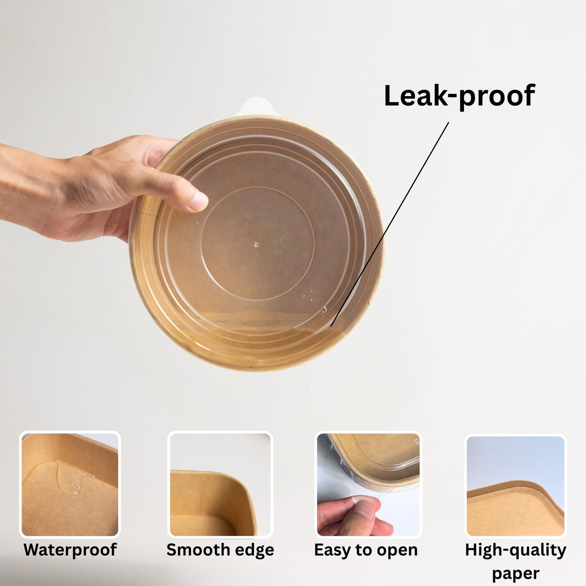 Ganfaner 17oz Home Improvement Disposable Kraft Snack Bowls with Lids 50pcs NEW