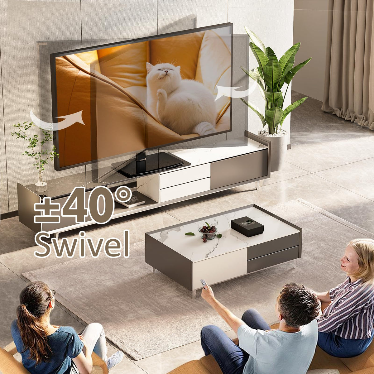 Hemudu Universal Swivel TV Stand for 32-65 Inch TVs - Black NEW