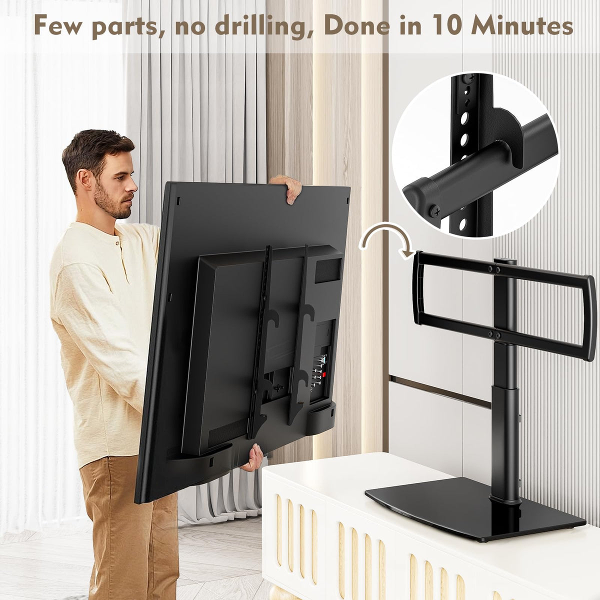 Hemudu Universal Swivel TV Stand for 32-65 Inch TVs - Black NEW