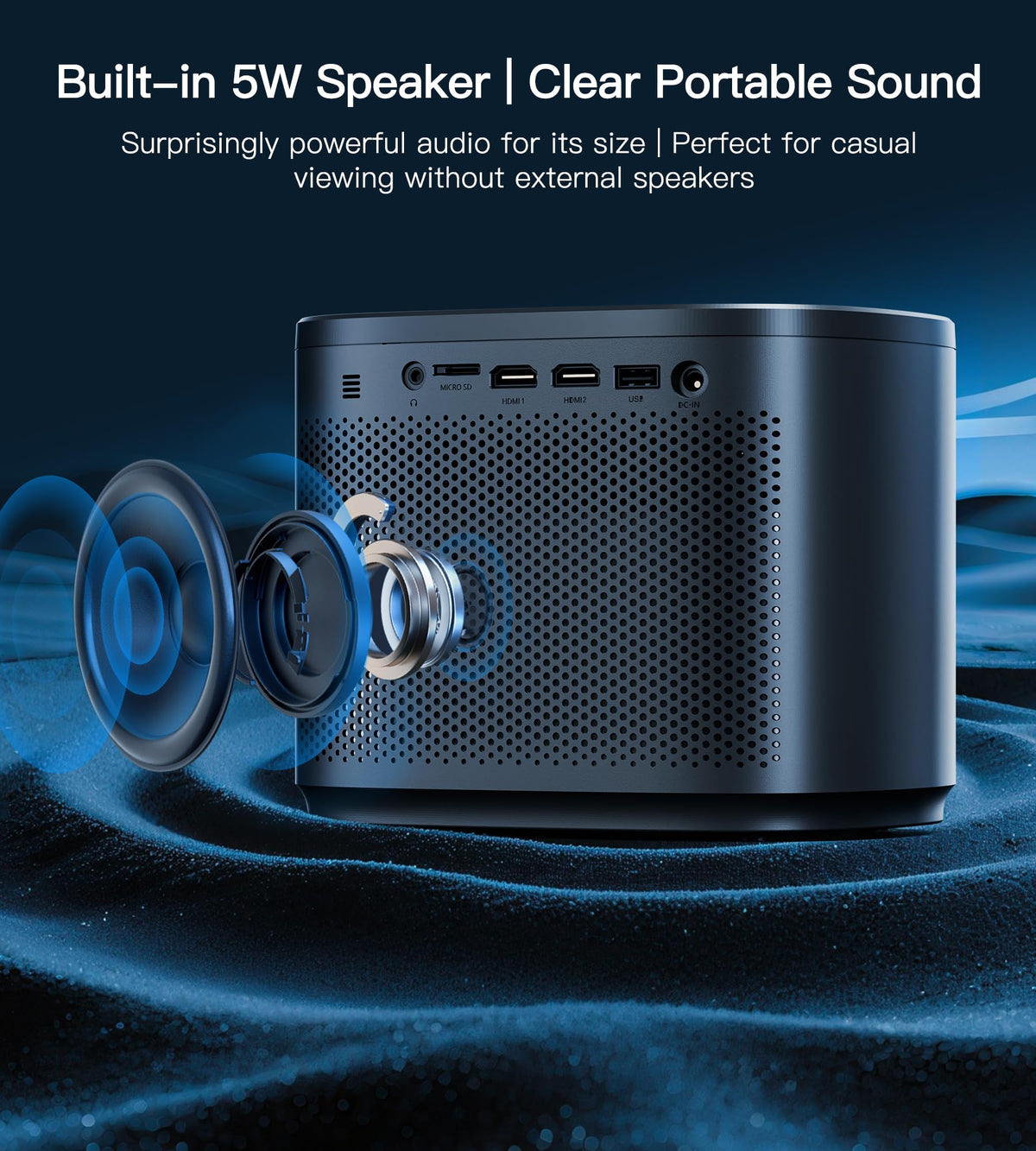 BIGASUO Mini Accessories Portable Projector 1080P HD 4K Movie Black Accessory
