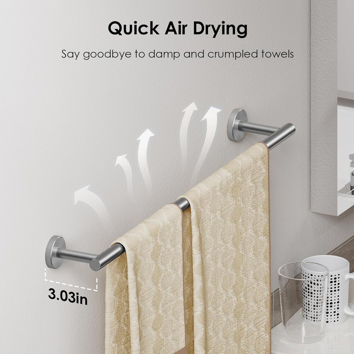 FORIOUS Stainless Steel Wall Mounted Towel Rail Rack Holder Bar NEW