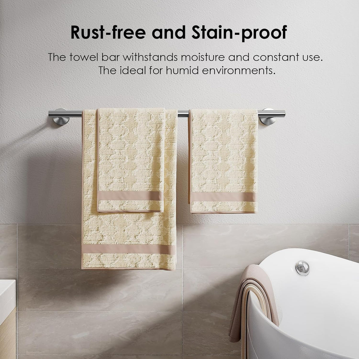 FORIOUS Stainless Steel Wall Mounted Towel Rail Rack Holder Bar NEW