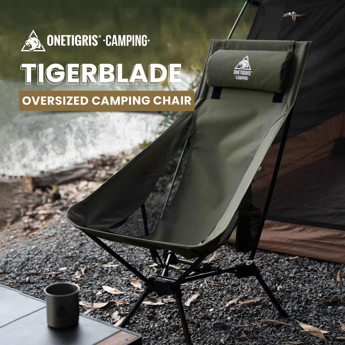 OneTigris Tigerblade Chairs High Back Camping Chair Ranger Green 18x24inch NEW