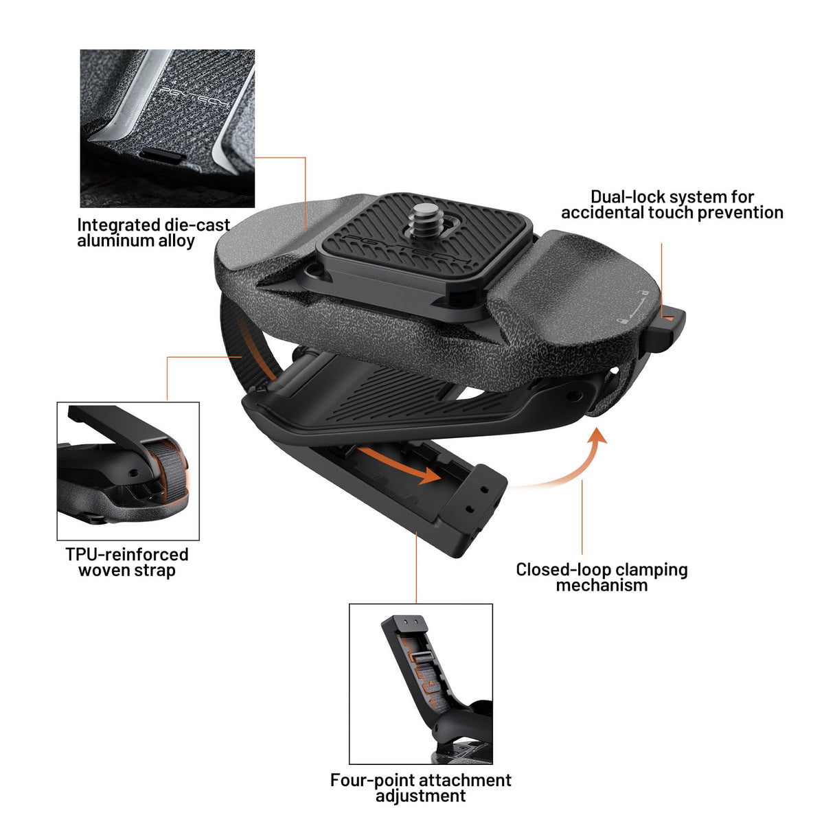 PGYTECH Beetle Camera Clip V2 Quick Release Mount - Black NEW