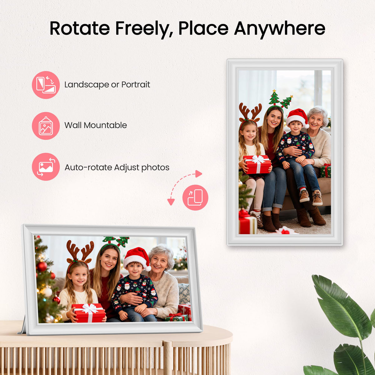 Frameo 15.6" White Digital Picture Frame 64GB Display NEW