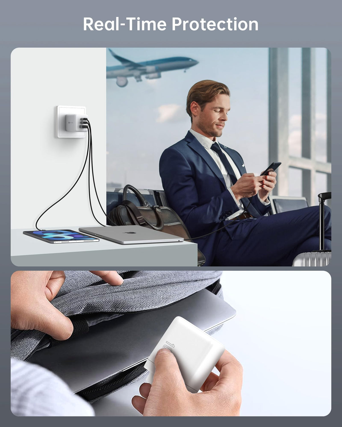 NOVOO 100W Mains Chargers USB-C Fast Charger GaN III 3-Port White Power NEW
