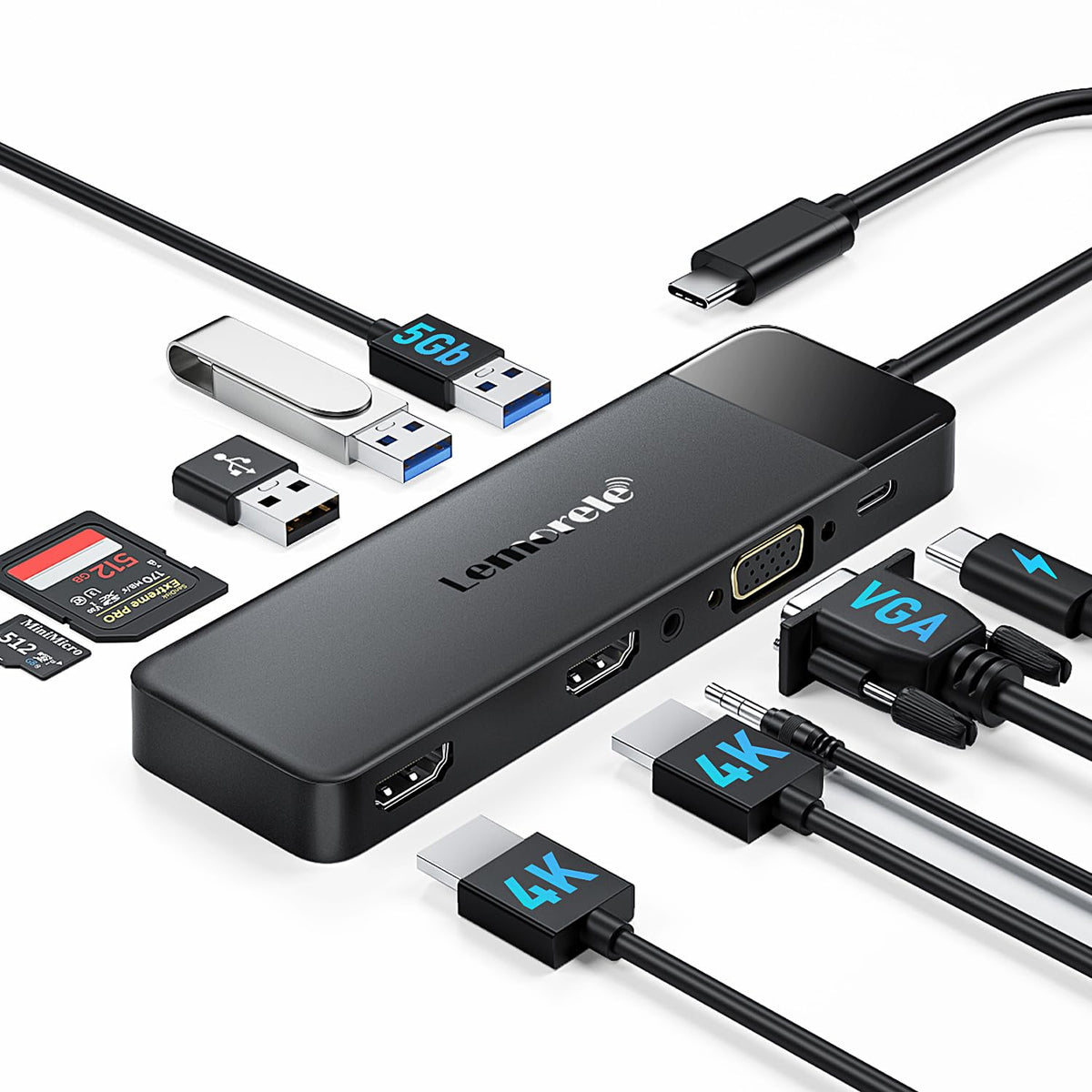 Lemorele USB C Docking Station Triple Display 10-in-1 Black DEMO