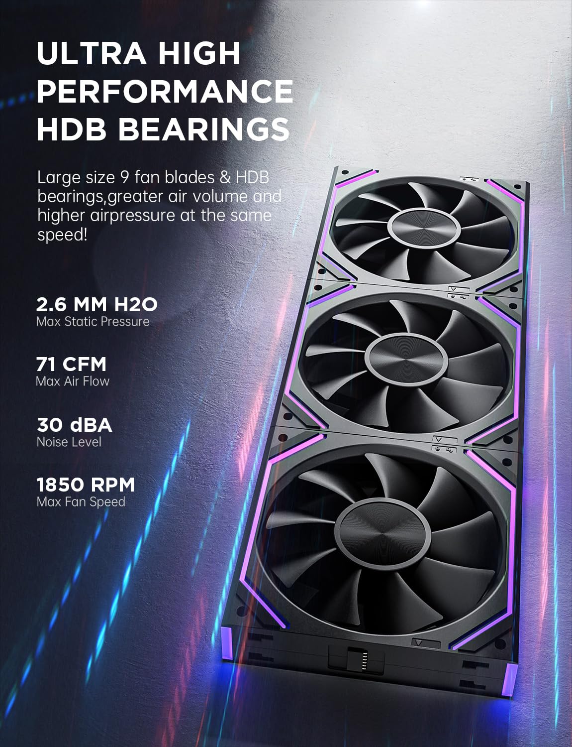 AsiaHorse 120mm ARGB PWM Case Fan - High Airflow Black Size 120mm NEW