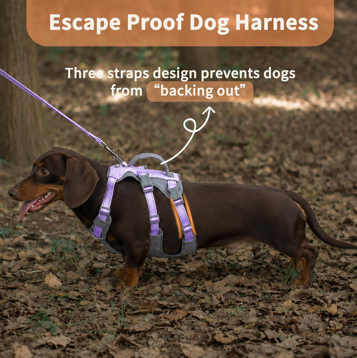 Huntboo Reflective Dog Vest Harness Escape Proof Lavender Purple Size Small NEW