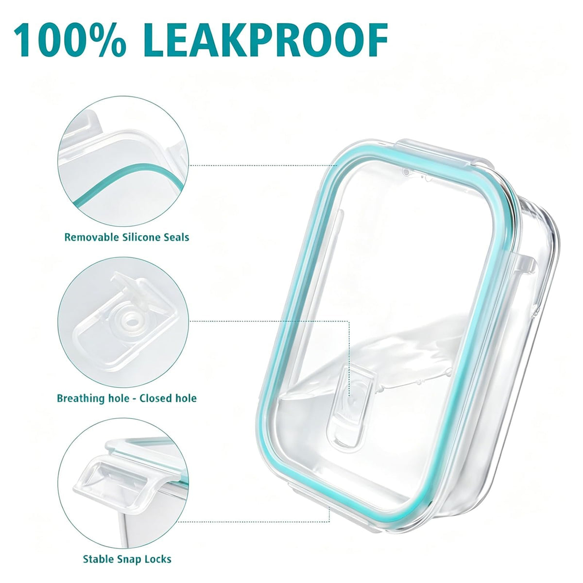 Feshory Airtight Container Sets Glass Food Storage Containers 10x640ML NEW