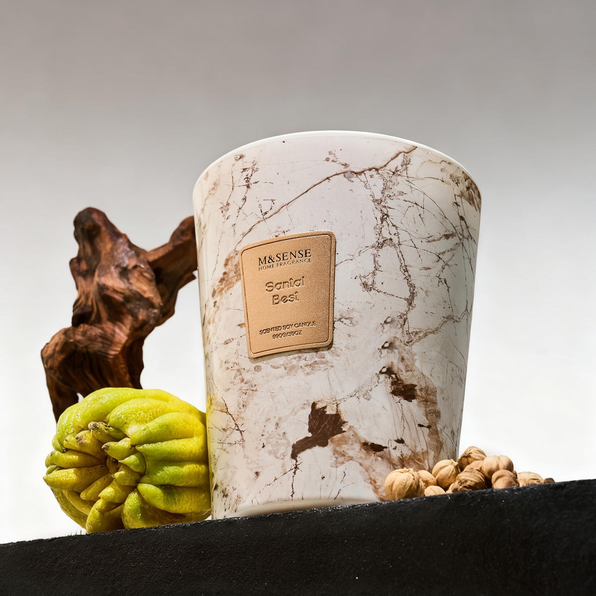 M&SENSE Large Jar Candles Jar Candle Santal Scent White Brown 990g 35oz NEW