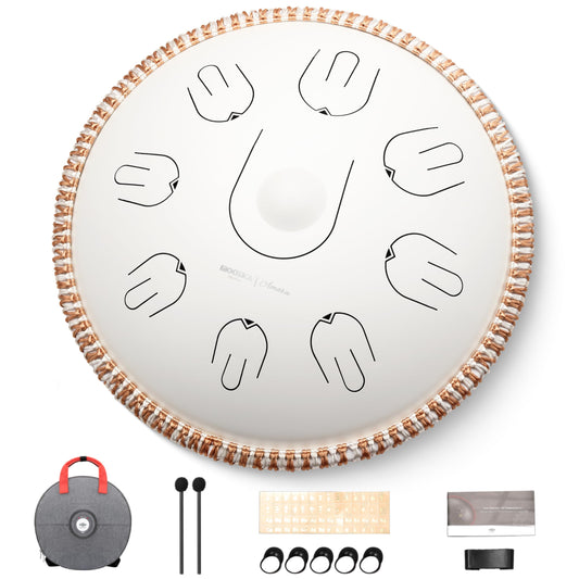 Moozica 14 Inch Steel Hand Drum Tongue 17 Notes White Percussion NEW