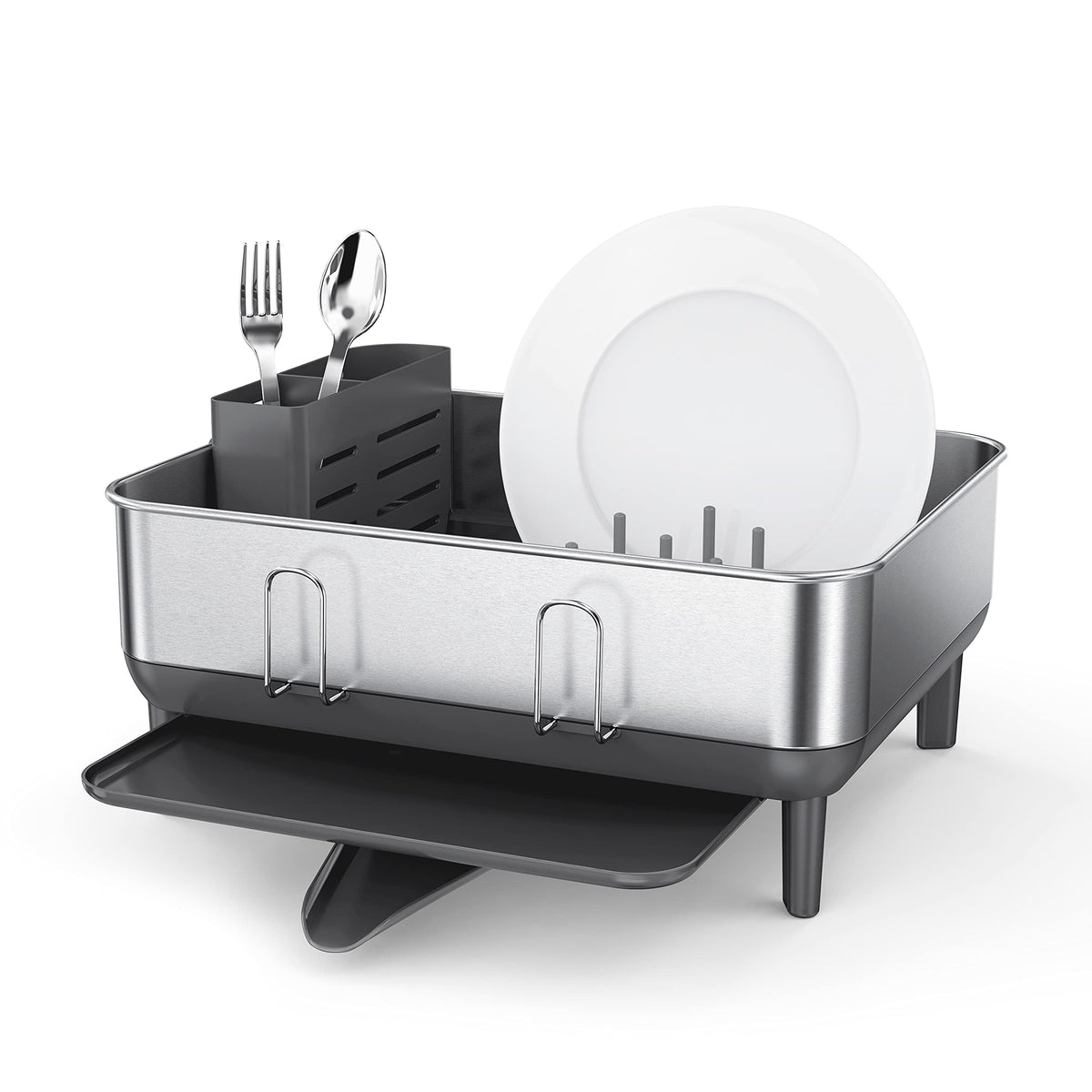 simplehuman Compact Dish Drainer Brushed Stainless Steel Silver NEW