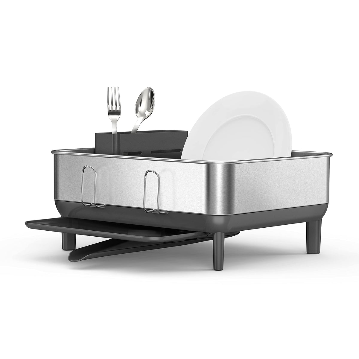 simplehuman Compact Dish Drainer Brushed Stainless Steel Silver NEW