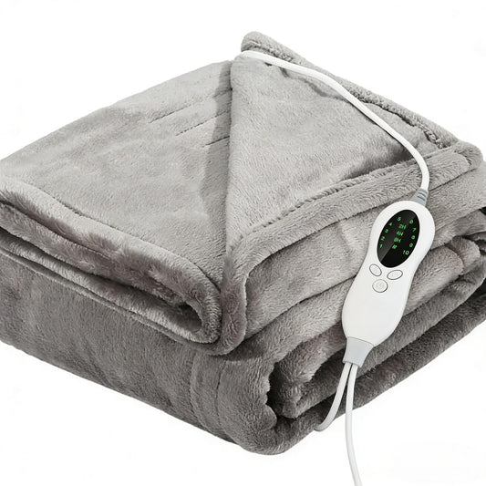 Electric Heated Throw Blanket Grey 140x80cm Cozy Soft Flannel DEMO