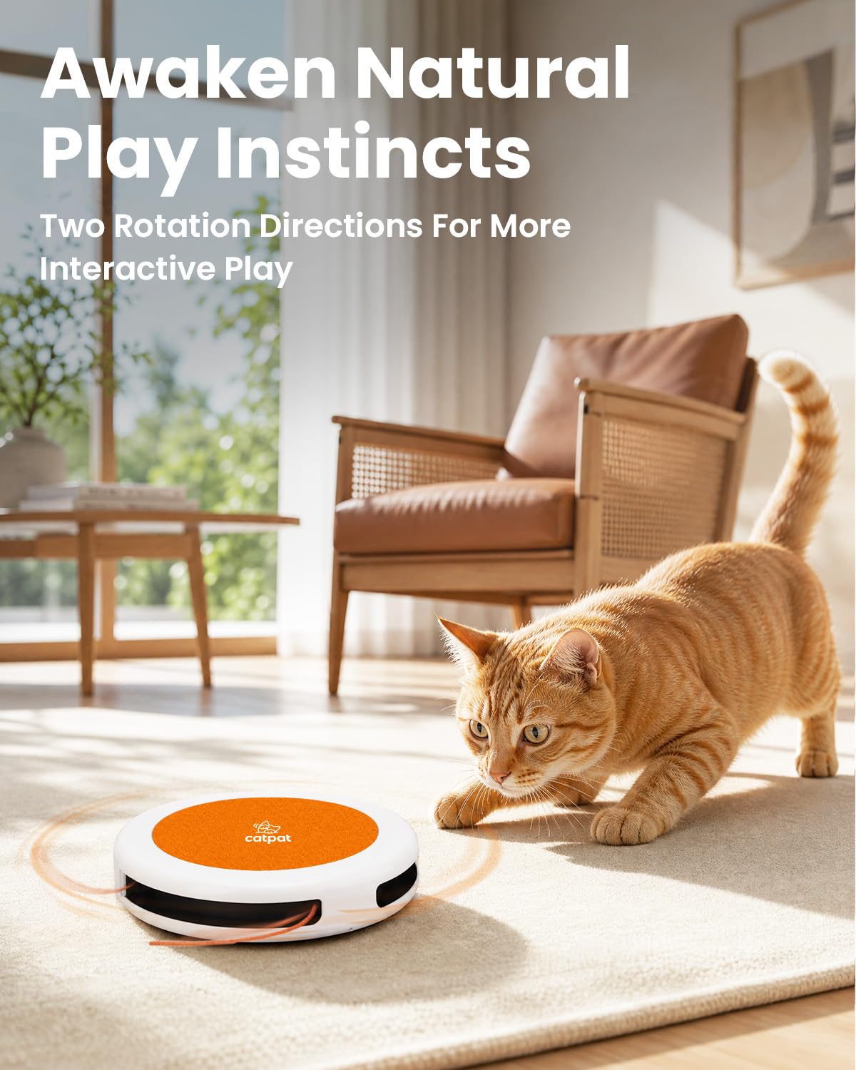 CATPAT Interactive Cat Toy Automatic Tap to Wake - Orange NEW