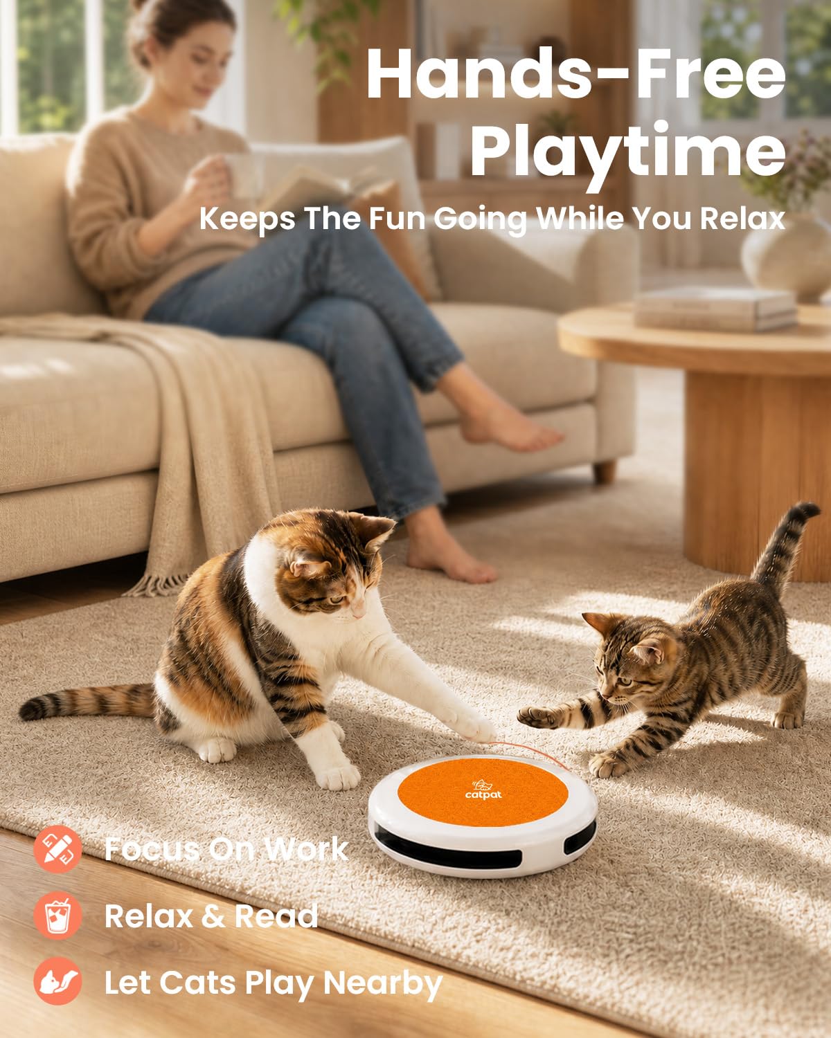CATPAT Interactive Cat Toy Automatic Tap to Wake - Orange NEW