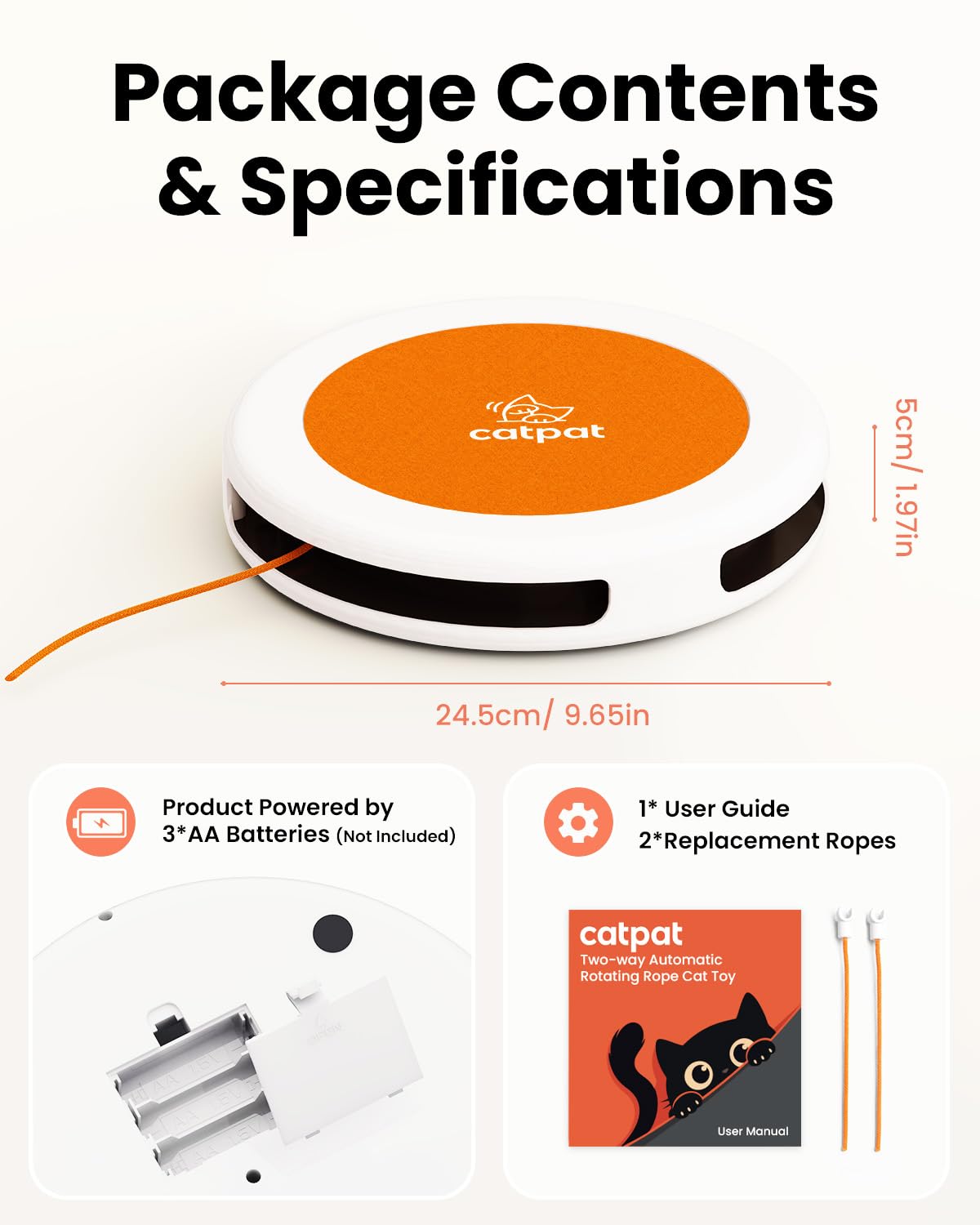 CATPAT Interactive Cat Toy Automatic Tap to Wake - Orange NEW