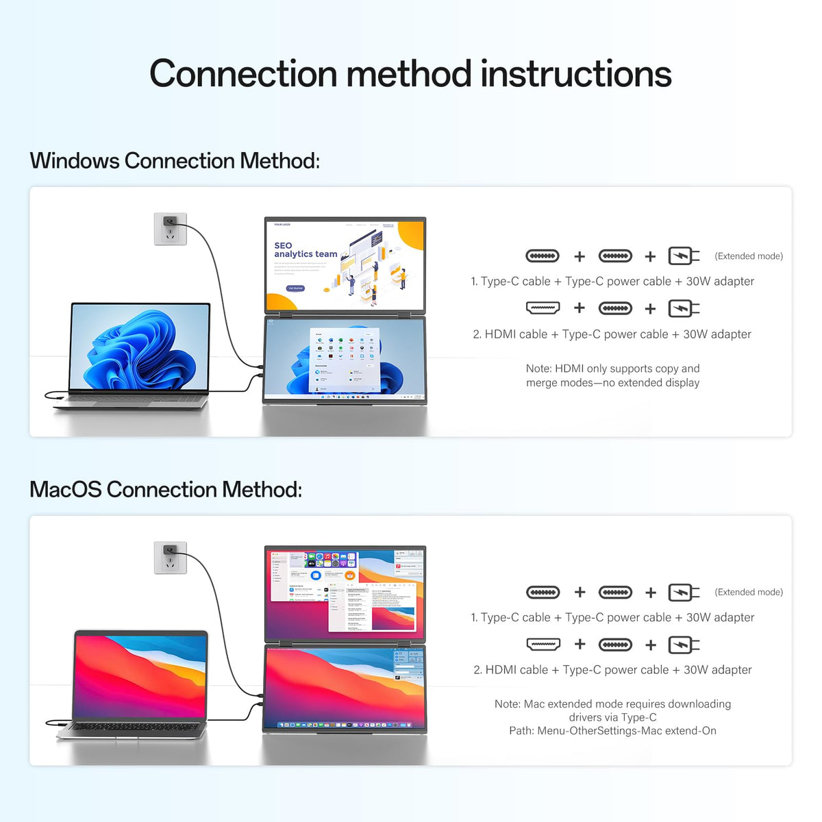 InnoView 15.6" Monitors Portable Dual Monitor Laptop Screen Extender DEMO