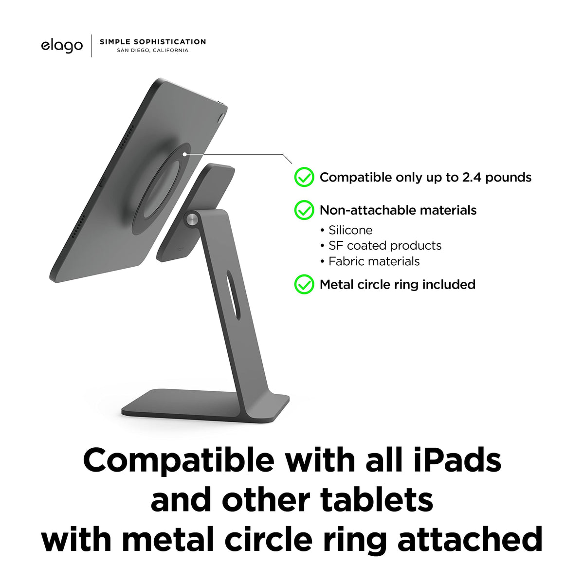 elago Premium Stands Magnetic iPad Pro Stand - Dark Grey NEW
