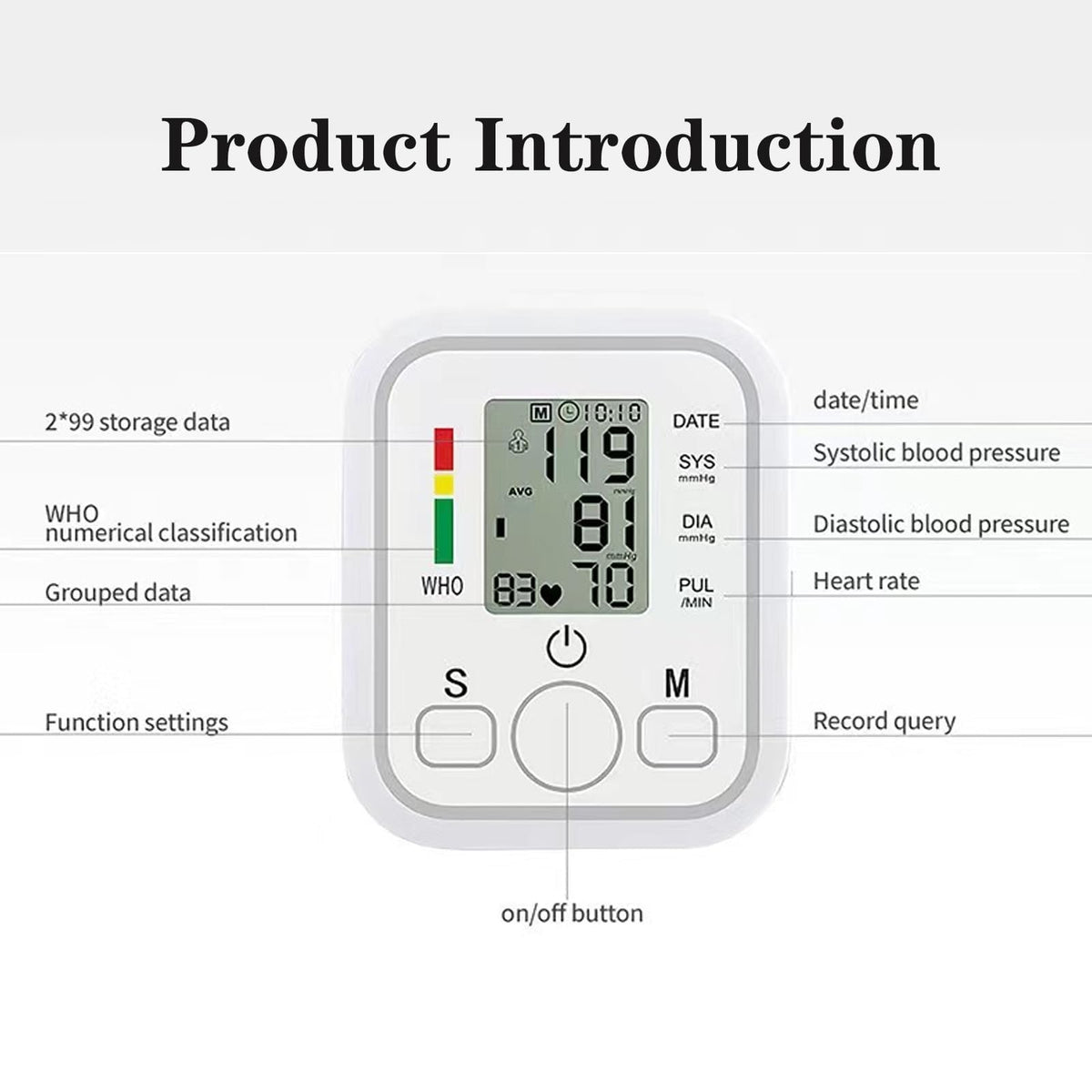 Upper Arm Blood Pressure Monitor Portable Electronic White DEMO