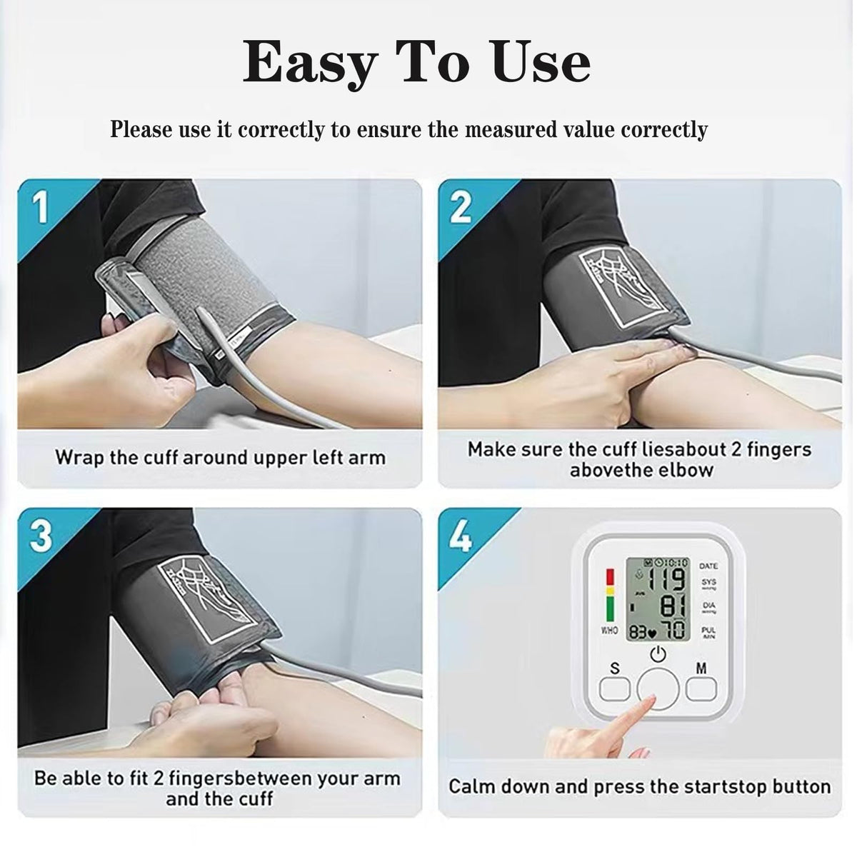 Upper Arm Blood Pressure Monitor Portable Electronic White DEMO