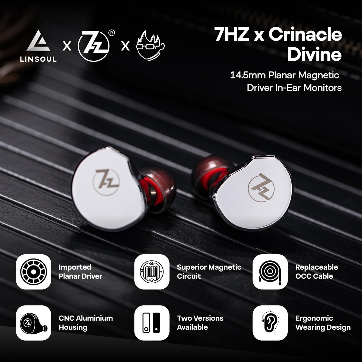 Linsoul 7Hz Diablo Silver Planar Magnetic IEM Earbuds for PA & Stage NEW