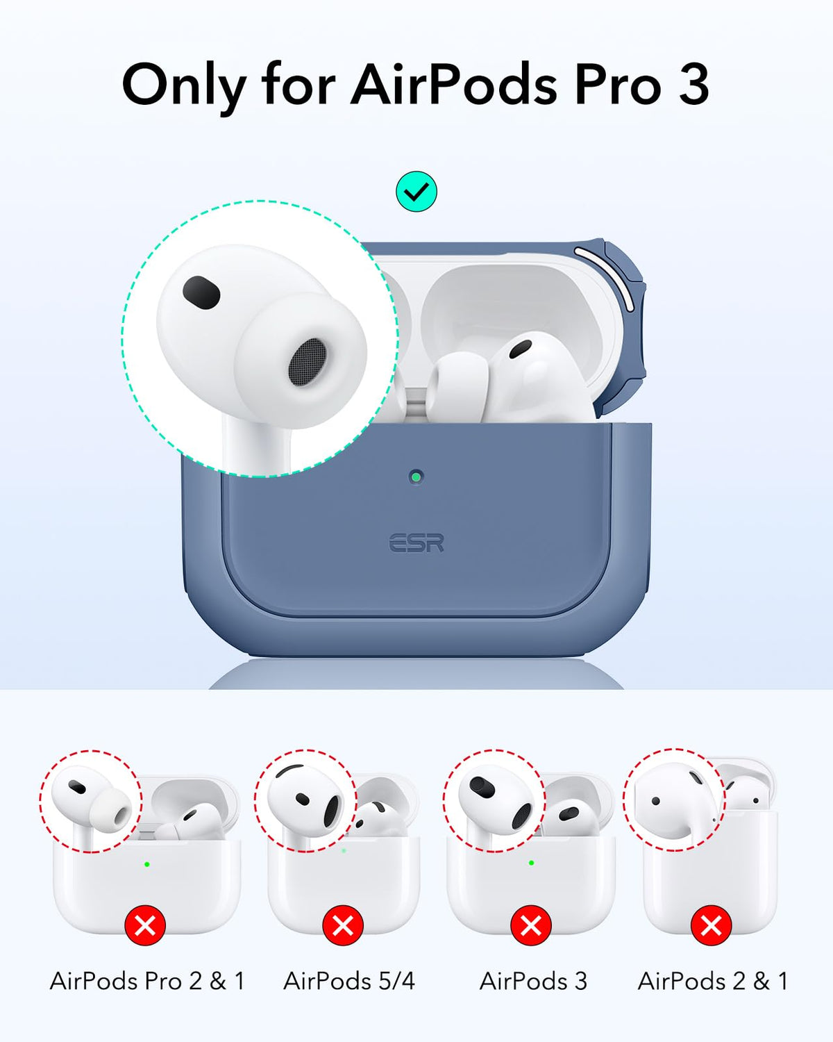 ESR AirPods Cases Pro 3 Case MagSafe Protective Dark Blue Cover Size NEW