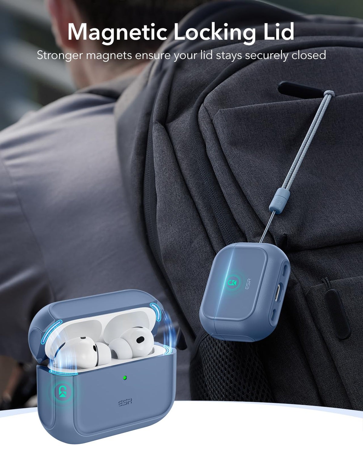 ESR AirPods Cases Pro 3 Case MagSafe Protective Dark Blue Cover Size NEW