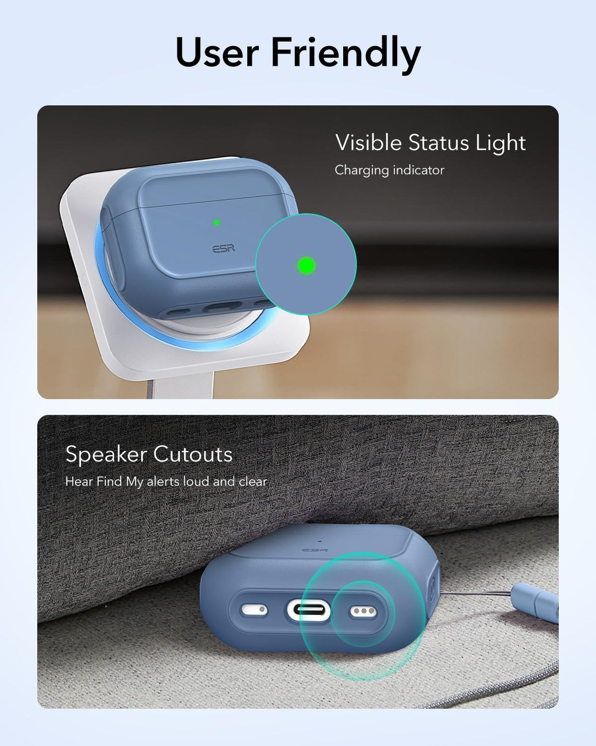 ESR AirPods Cases Pro 3 Case MagSafe Protective Dark Blue Cover Size NEW