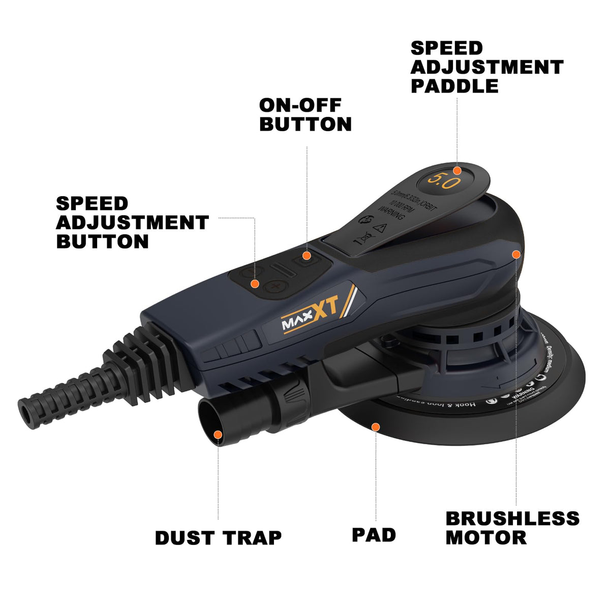 MAXXT 350W Sanders Brushless Electric Orbital Sander 150mm Disc Black DEMO