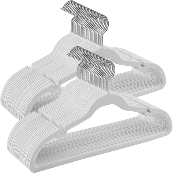 SONGMICS White Velvet Coat Hangers Non-Slip Set of 50 Storage NEW