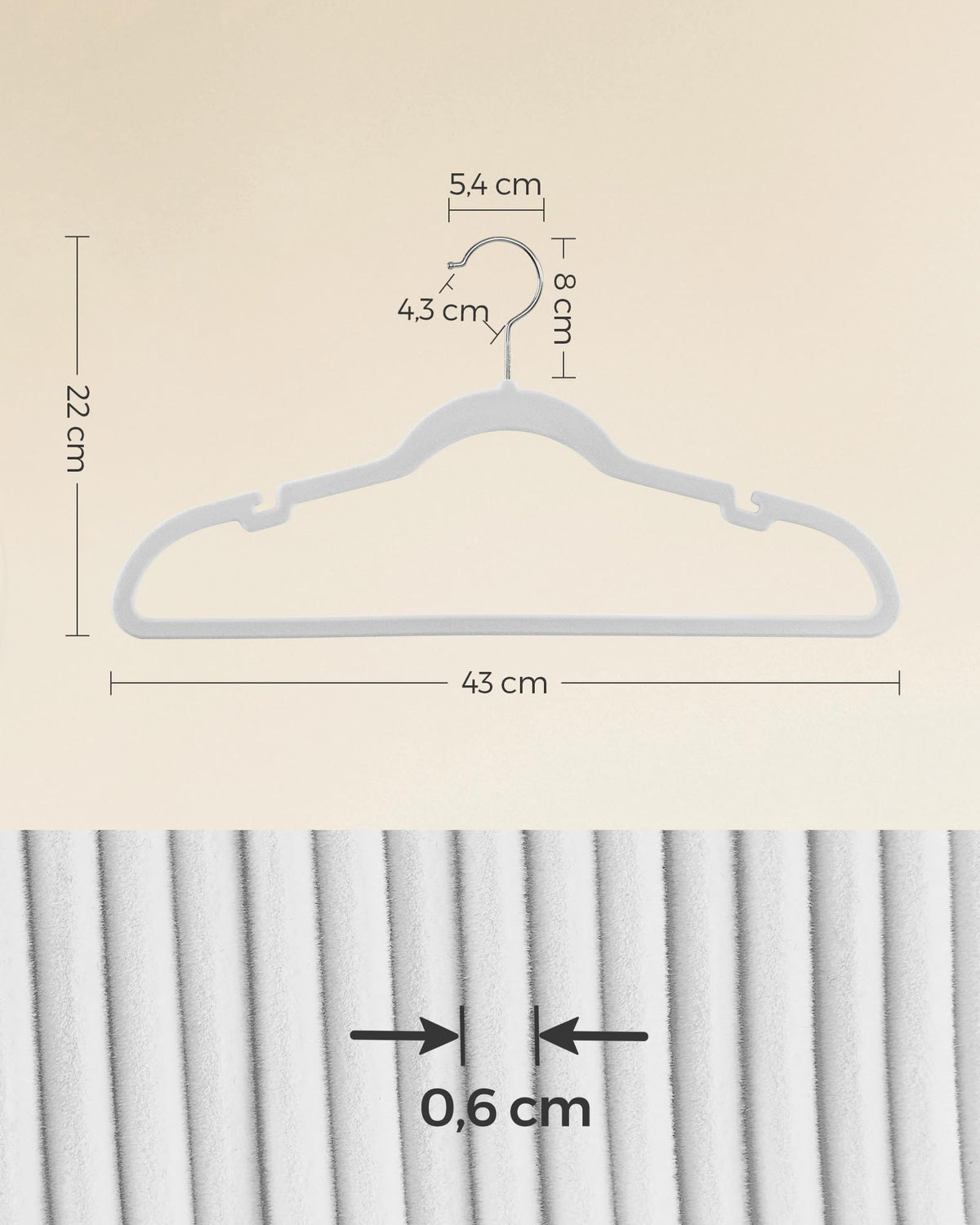 SONGMICS White Velvet Coat Hangers Non-Slip Set of 50 Storage NEW