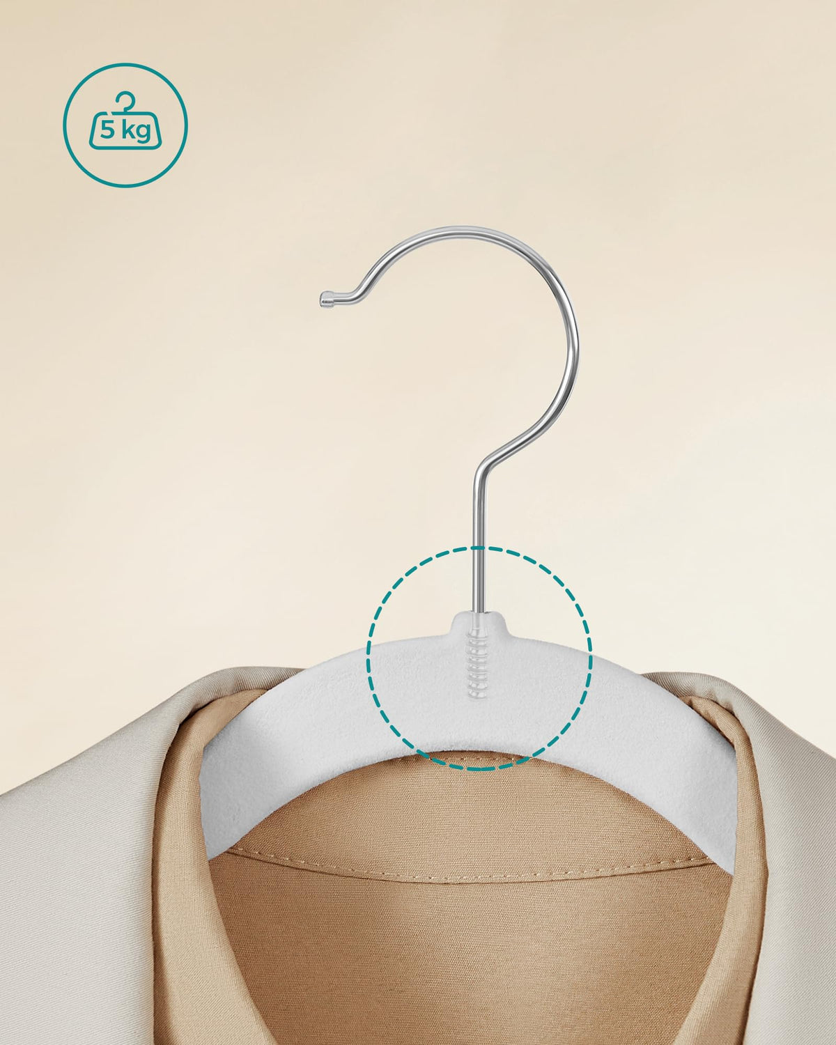 SONGMICS White Velvet Coat Hangers Non-Slip Set of 50 Storage NEW