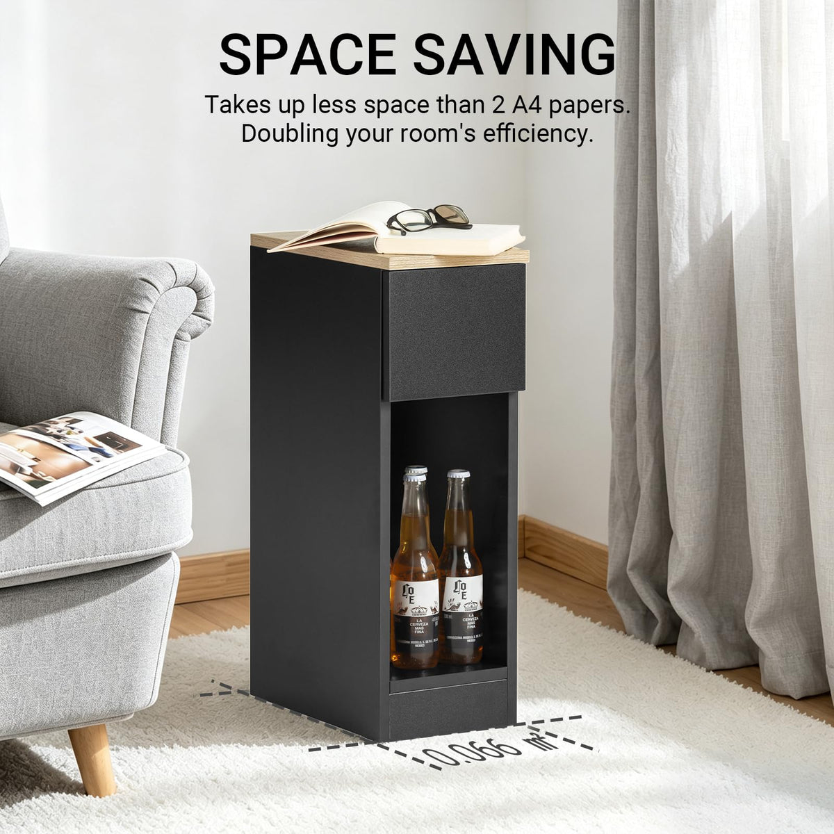 SoBuy White & Natural Wood Bedside Table with Drawer 60x20x33cm NEW