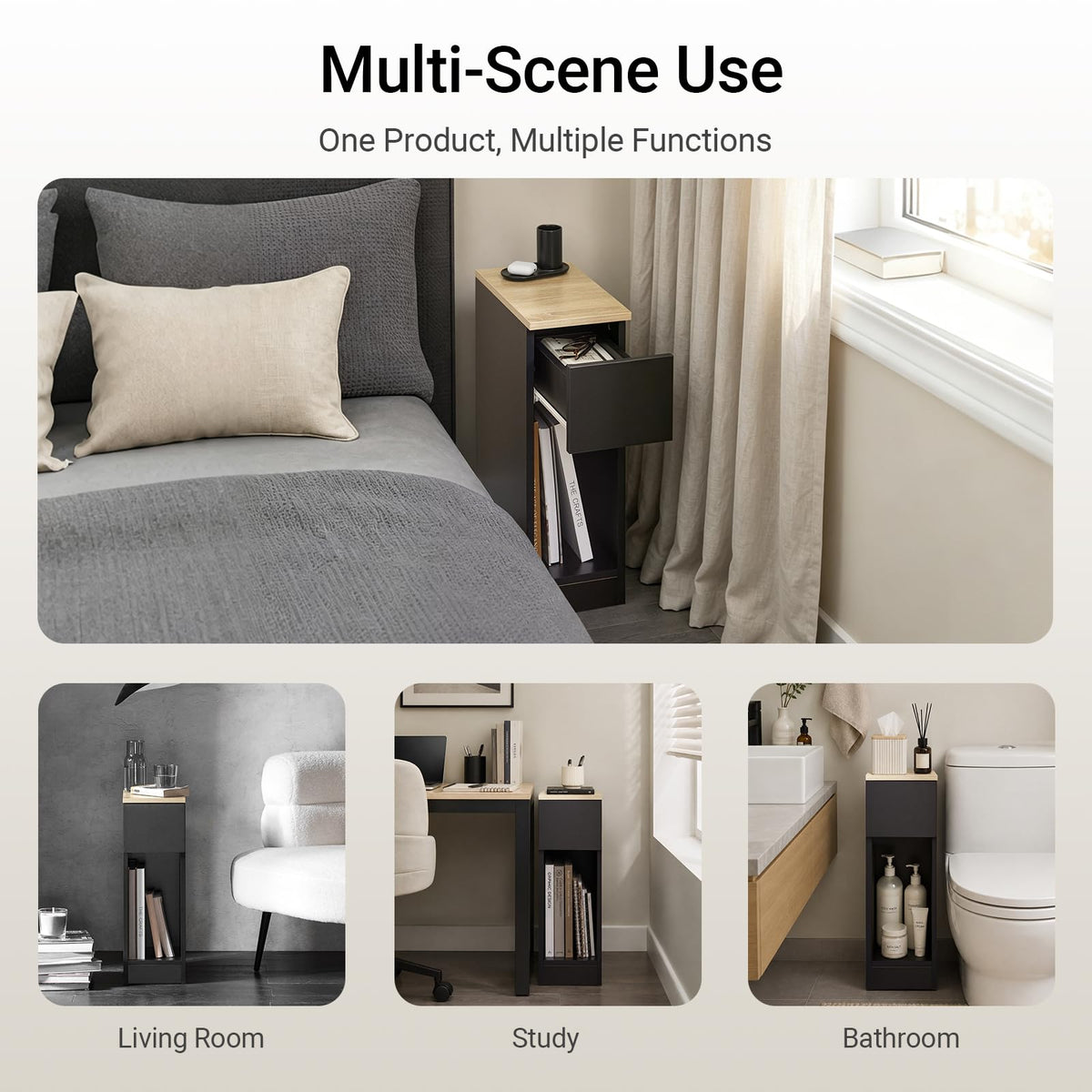 SoBuy White & Natural Wood Bedside Table with Drawer 60x20x33cm NEW