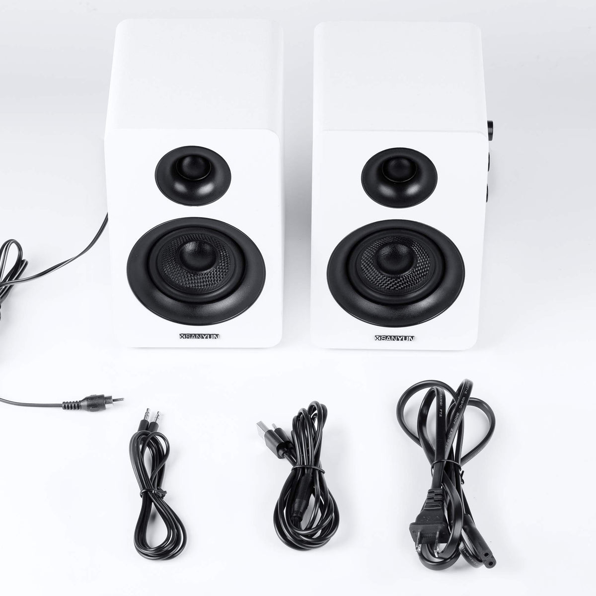 Sanyun SW208 Active Bluetooth Bookshelf Speakers 24bit DAC White NEW