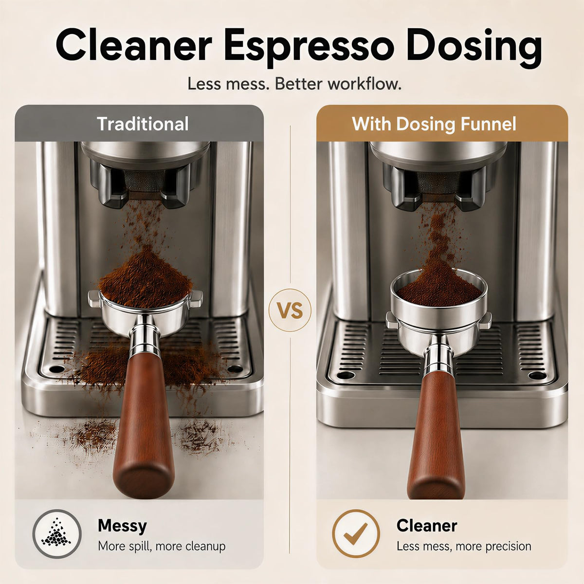 54mm Stainless Tampers Steel Espresso Tamper Brown & Silver - Professional NEW