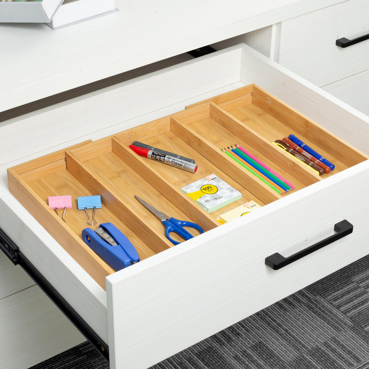 Utoplike Bamboo Kitchen Drawer Organizer Expandable Cutlery Tray NEW