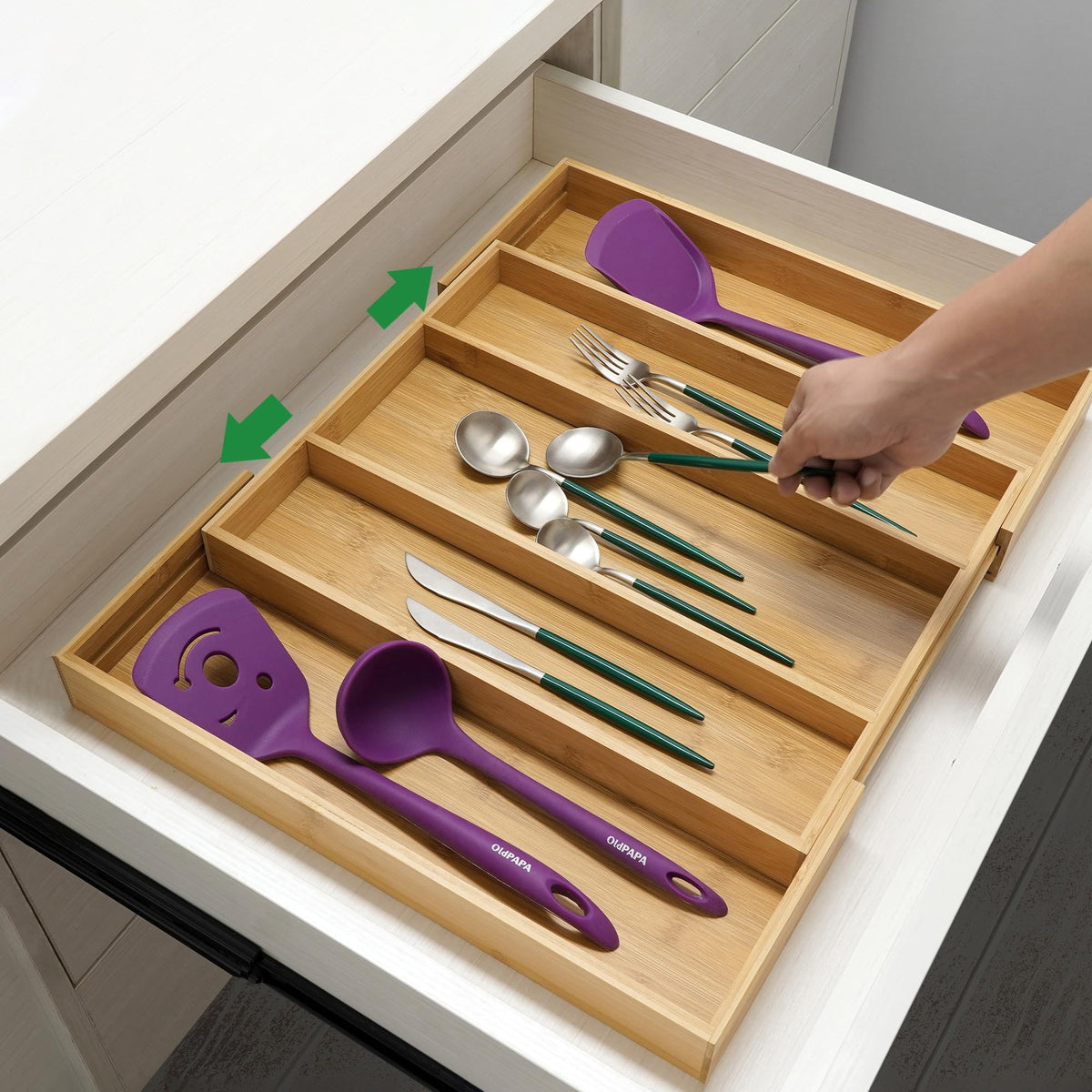 Utoplike Bamboo Kitchen Drawer Organizer Expandable Cutlery Tray NEW