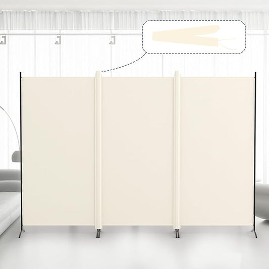 3 Panel Room Divider 102"W Folding Privacy Screen Cream & Black Size 102"W NEW