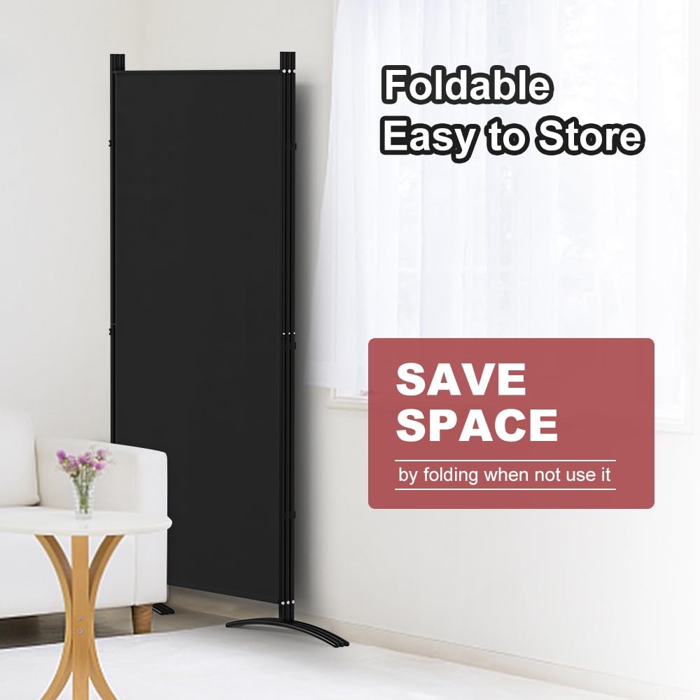 3 Panel Room Divider 102"W Folding Privacy Screen Cream & Black Size 102"W NEW