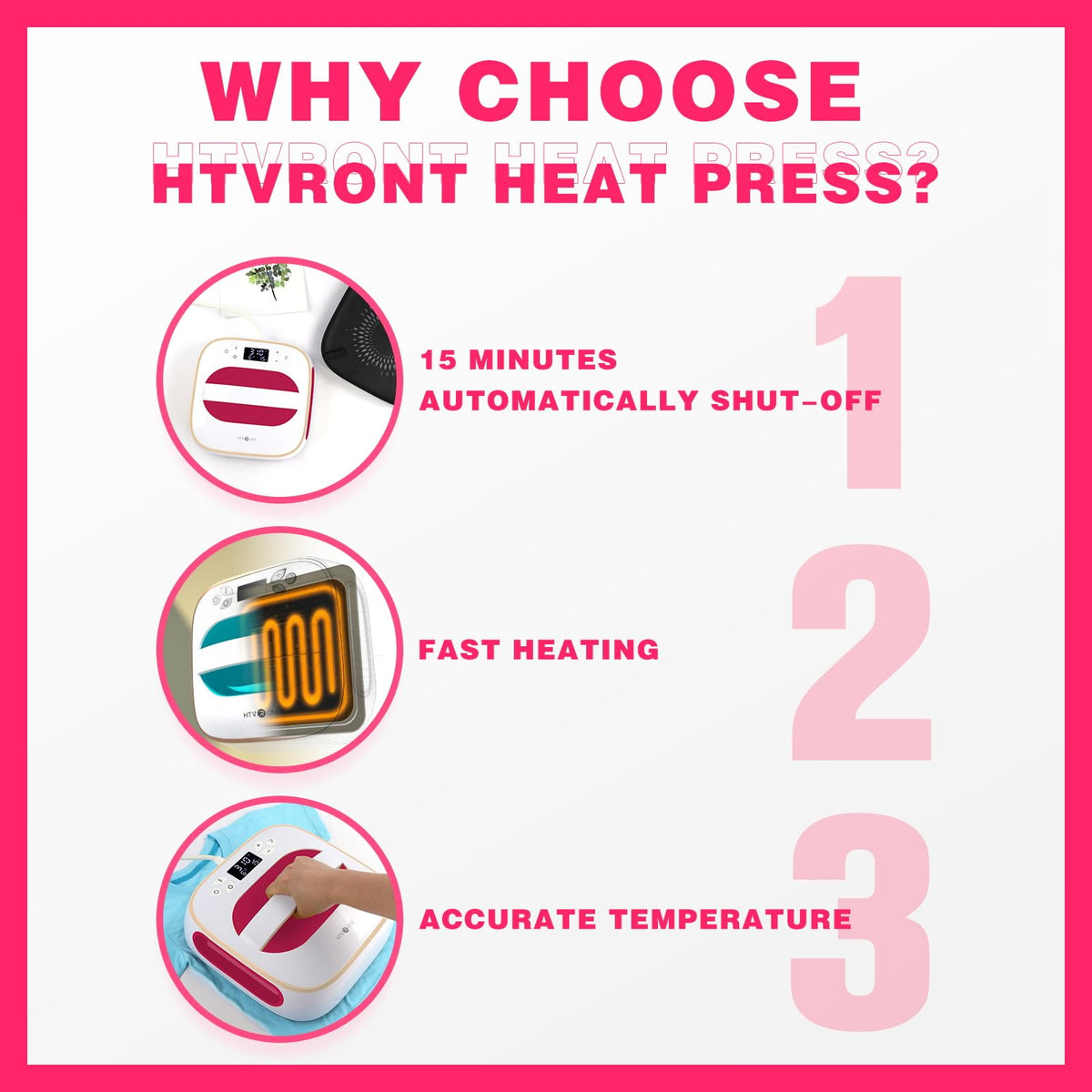HTVRONT 10x10 Heat Press Machine Portable T-Shirt Iron Red White NEW