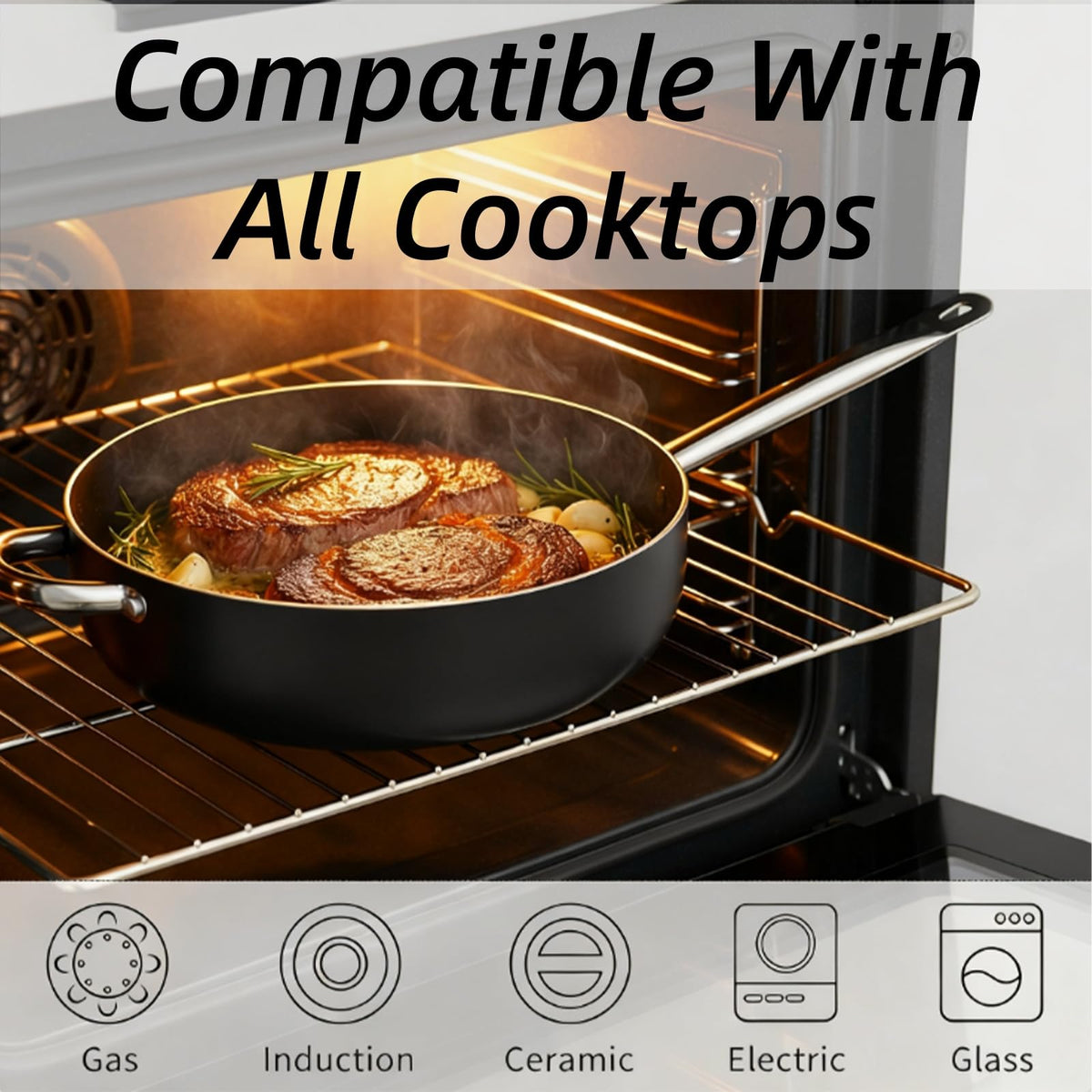 CS-KOCHSYSTEME Black Nonstick Deep Frying Pan 28cm Professional NEW